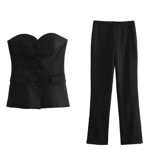 Off-Shoulder Tube Top & Byxor Set för kvinnor