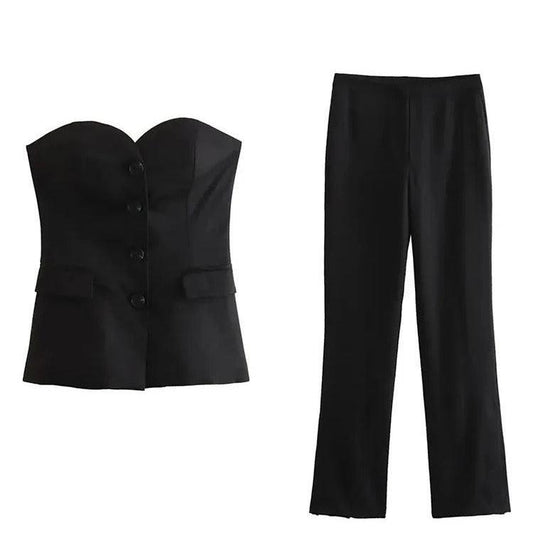 Off-Shoulder Tube Top & Byxor Set för kvinnor