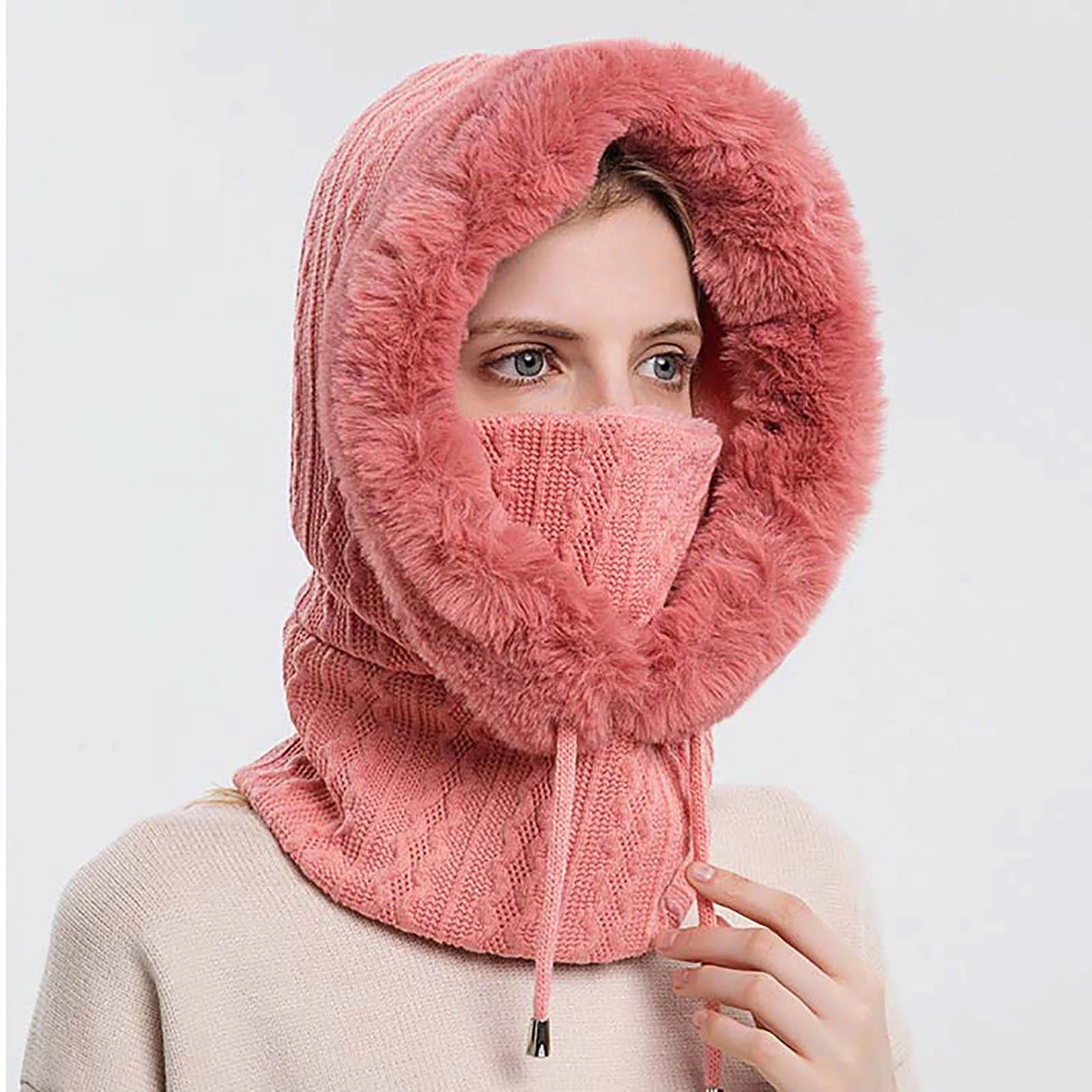 Damstickad pälsmössa Mask Set