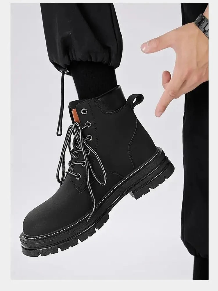 Retro läderstil stövlar för män