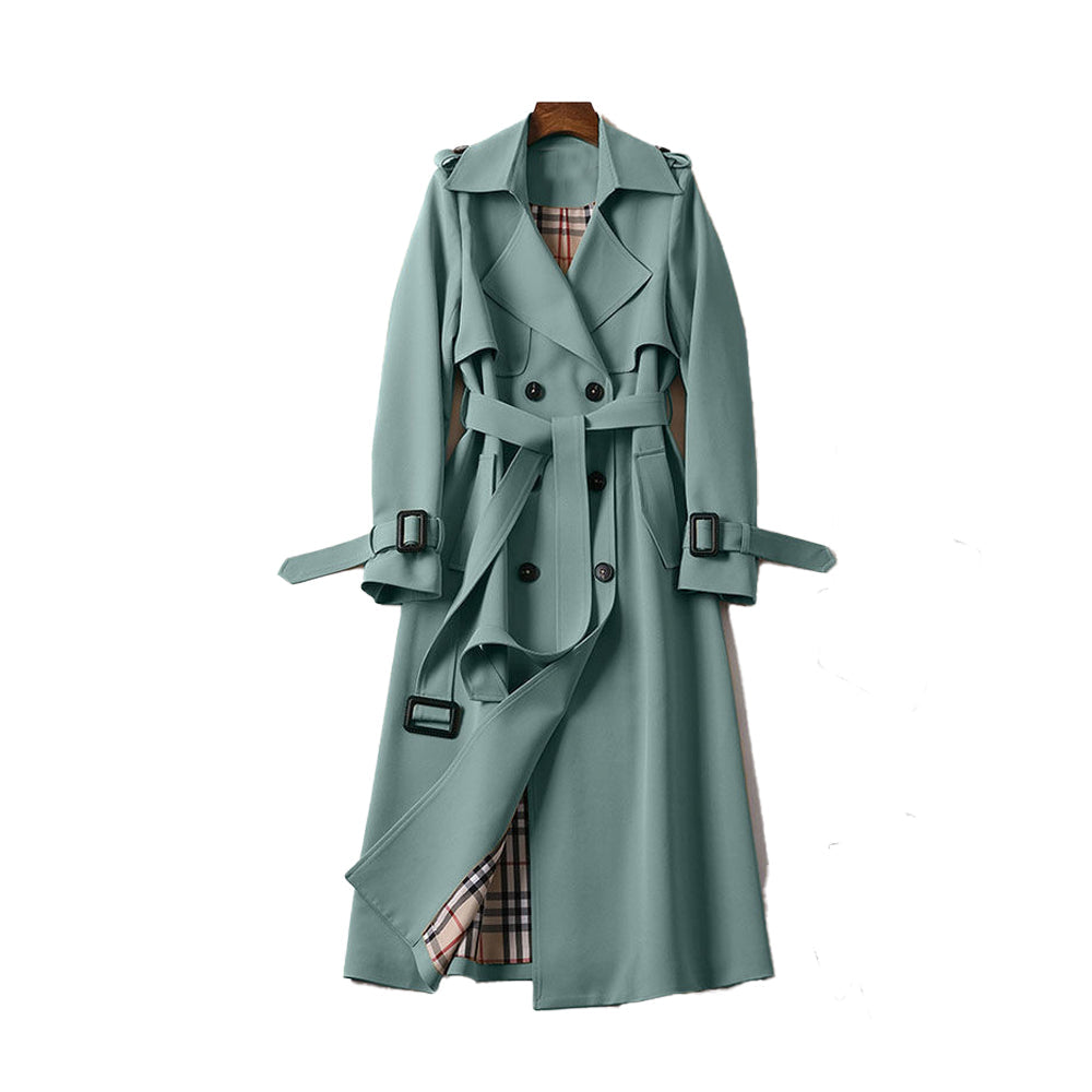 Dam Trenchrock Dubbla Radknappar Elegant Slitstarkt Tyg 5