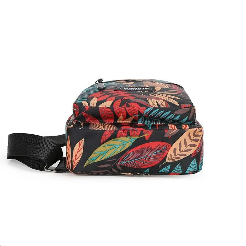 Leaf Print Sling Chest Bag