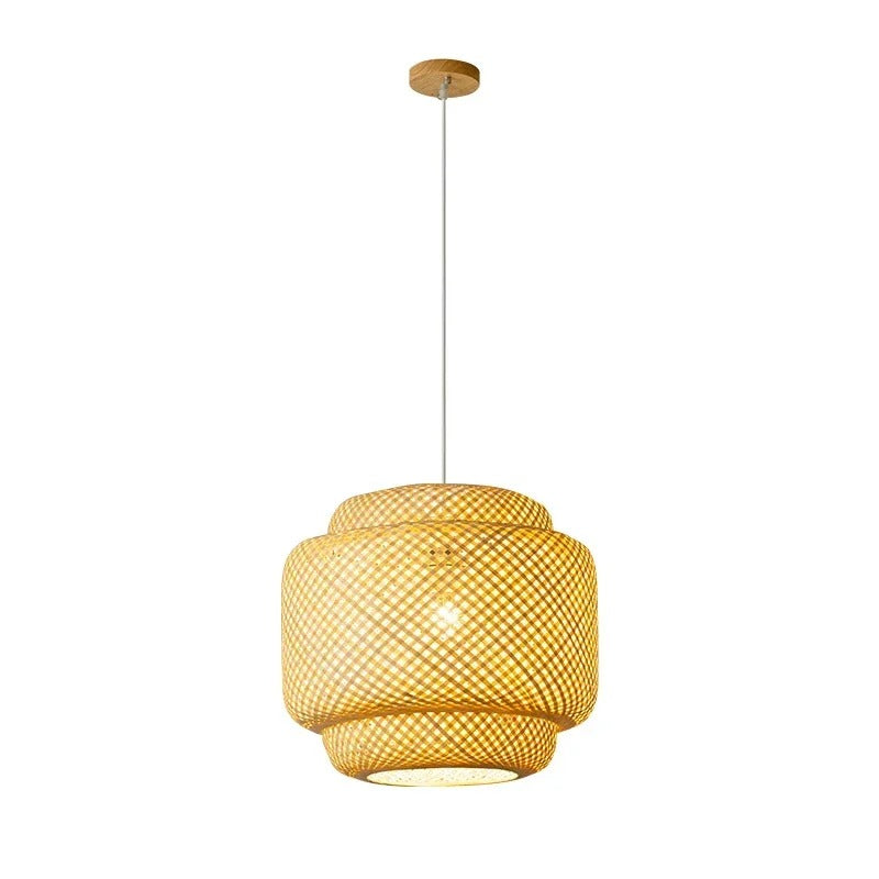 Handgebreide hanglamp van bamboe
