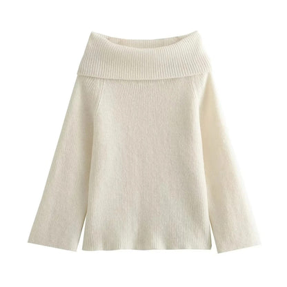 Stickad tröja med off shoulder för kvinnor