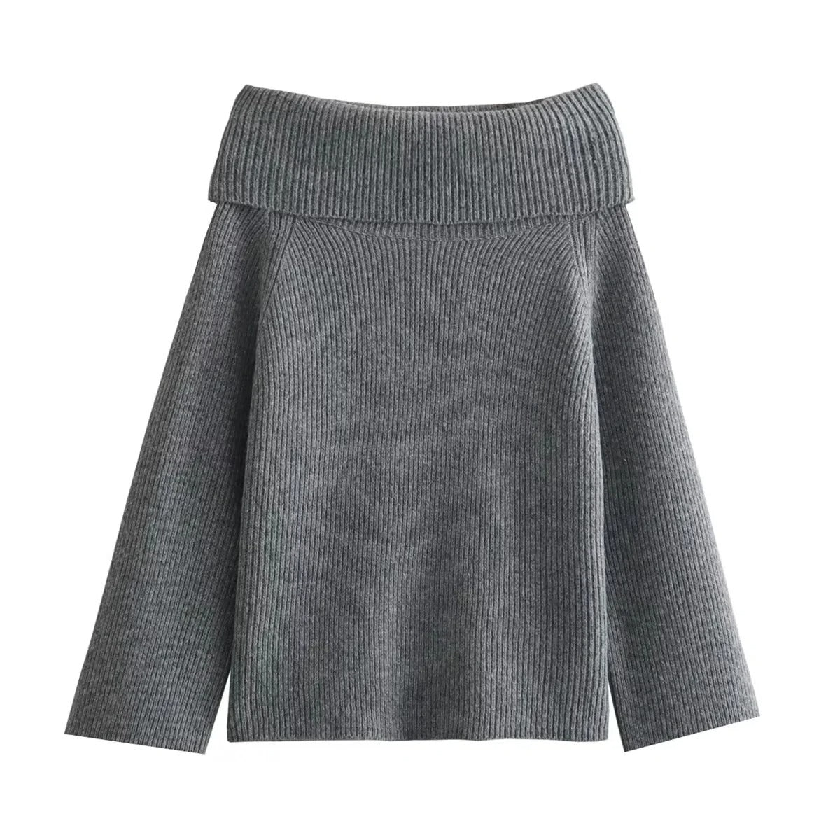 Stickad tröja med off shoulder för kvinnor