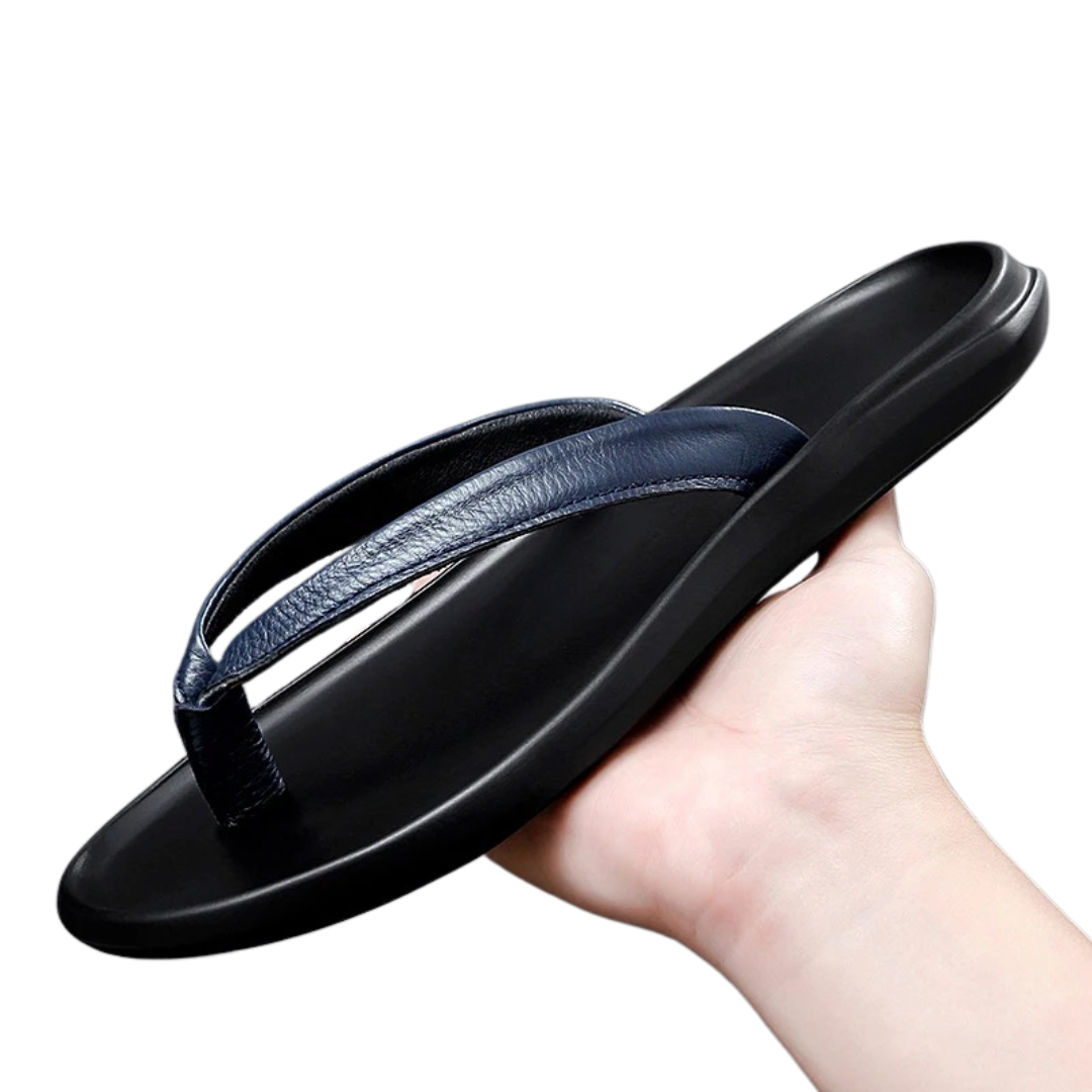 Halkfria tofflor i läder för män