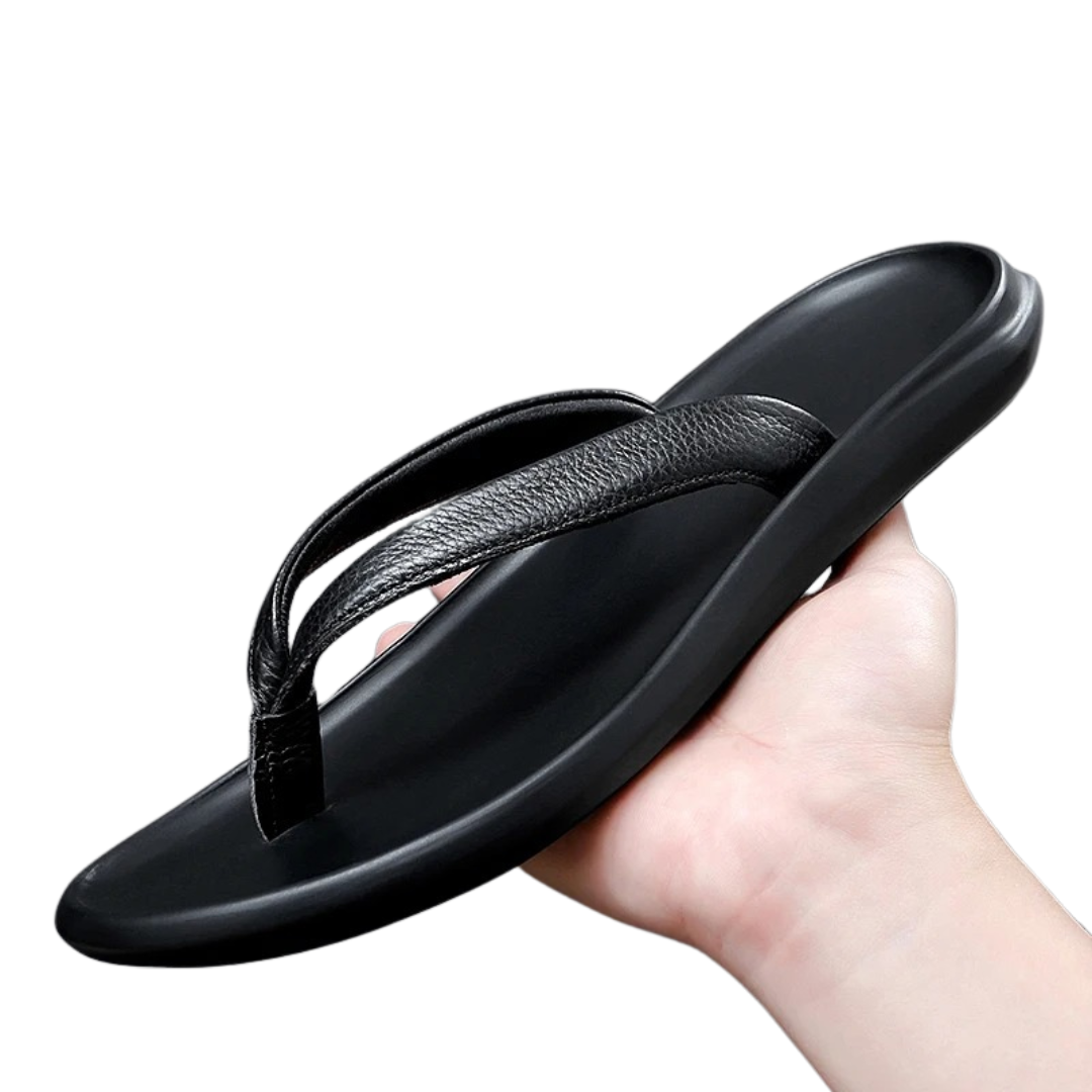 Halkfria tofflor i läder för män