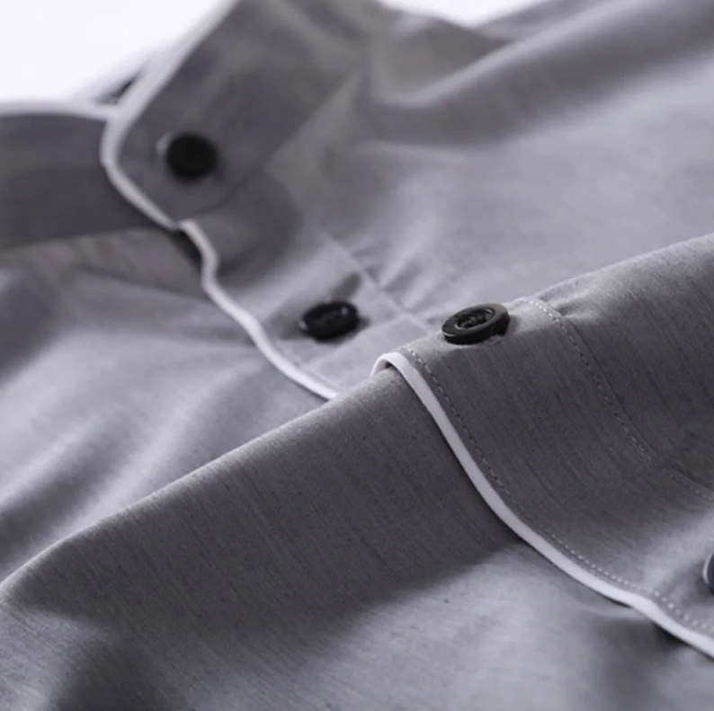 Långärmad blus med smal passform för män