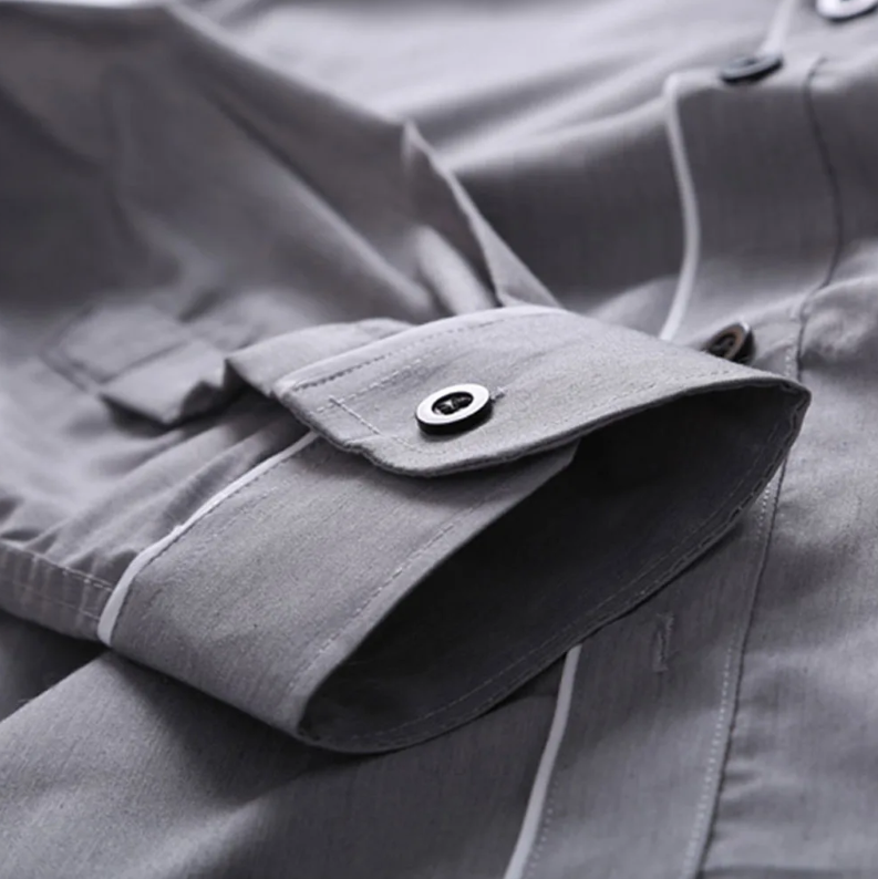 Långärmad blus med smal passform för män