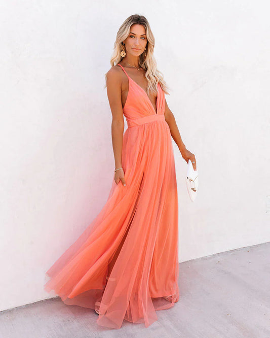 Variant image for Dam Långklänning Elegant Silhuett i Polyester för Fest-1