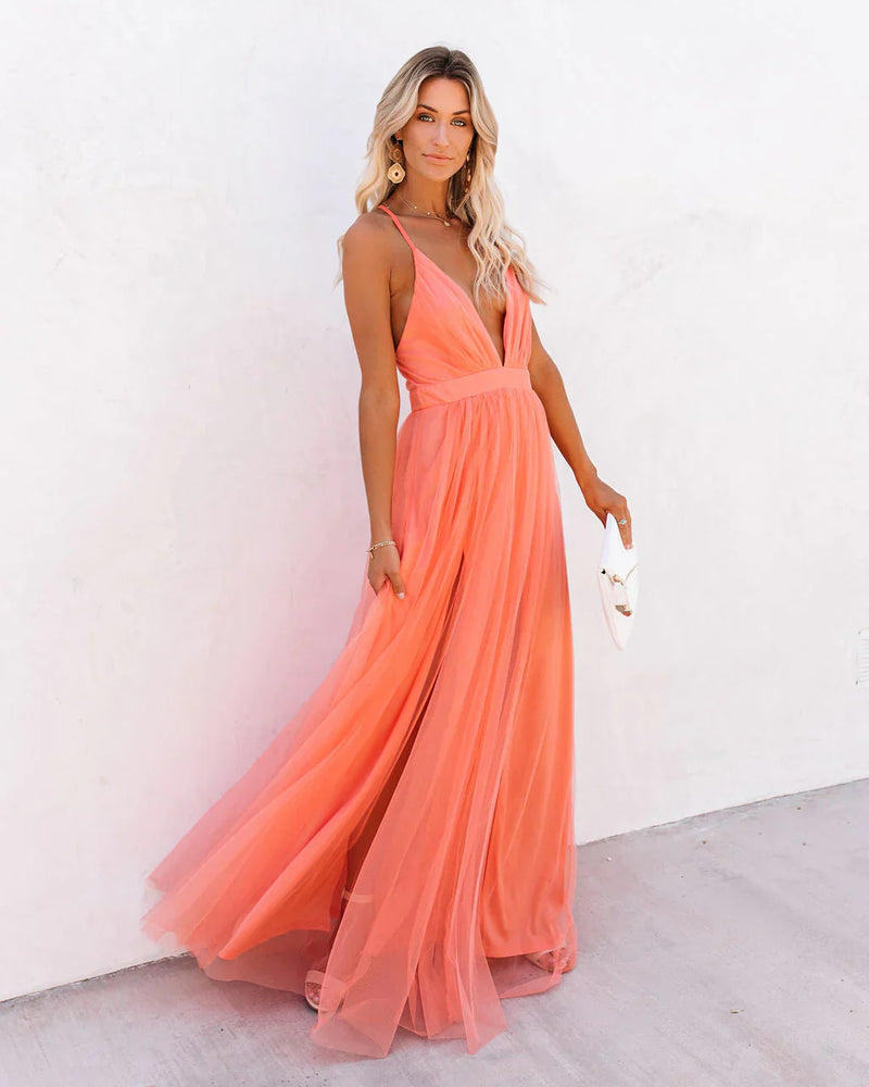 Variant image for Dam Långklänning Elegant Silhuett i Polyester för Fest-1