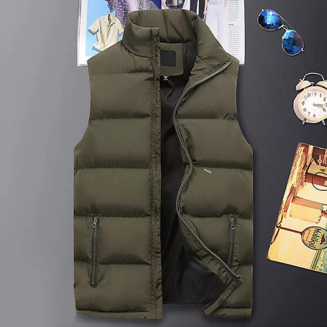 Ärmlös vadderad pufferjacka för herrar