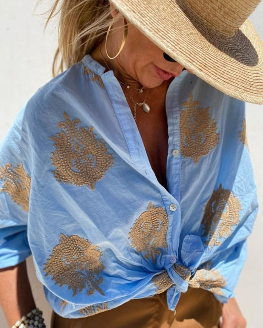 Dam Blus Trendig Passform Polyester och Bomull 1
