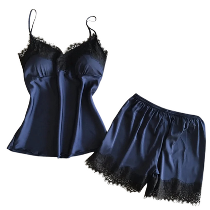 V-Neck Satin-stil Sleepwear Set för kvinnor