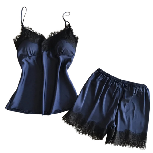 V-Neck Satin-stil Sleepwear Set för kvinnor
