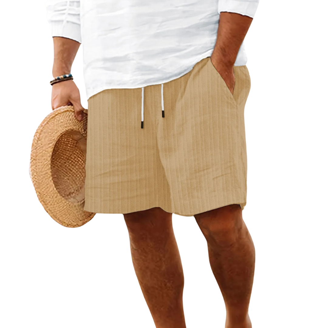 Randiga Jacquard Cord Casual Shorts för män