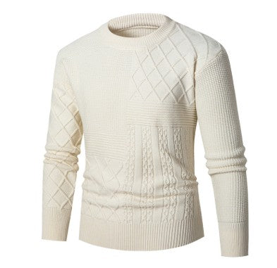 Herr Tröja Crewneck Med Ribbdetaljer Och Modern Siluett