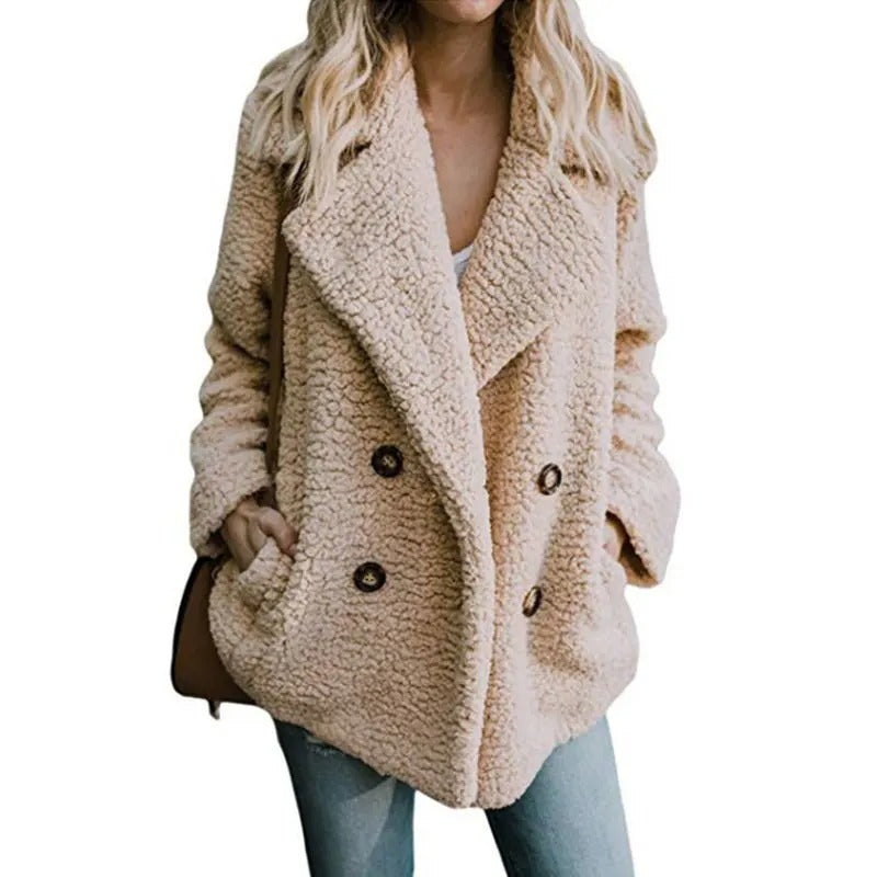 Oversized fluffig fleecejacka för kvinnor