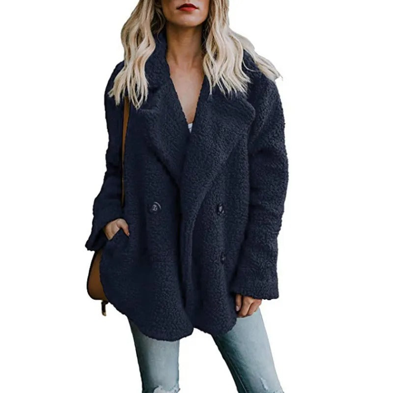 Oversized fluffig fleecejacka för kvinnor