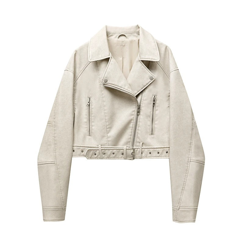 Vintage Läderstil jacka för kvinnor