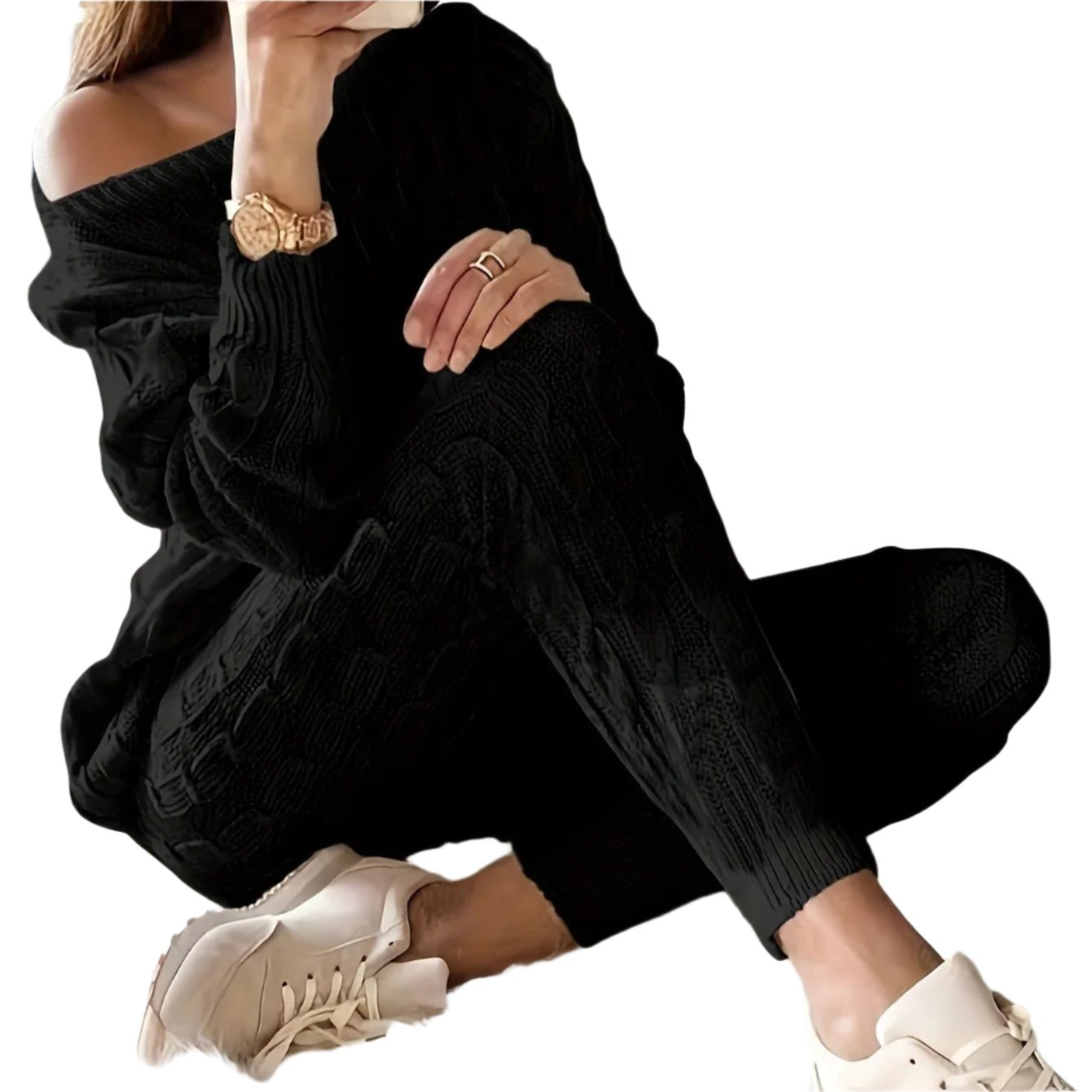 Stickad tröja & byxor för kvinnor