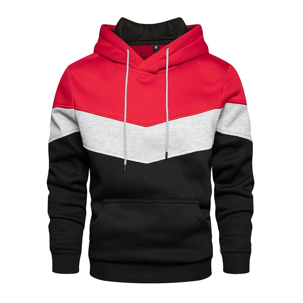 Patchwork Fleece Hoodie för män