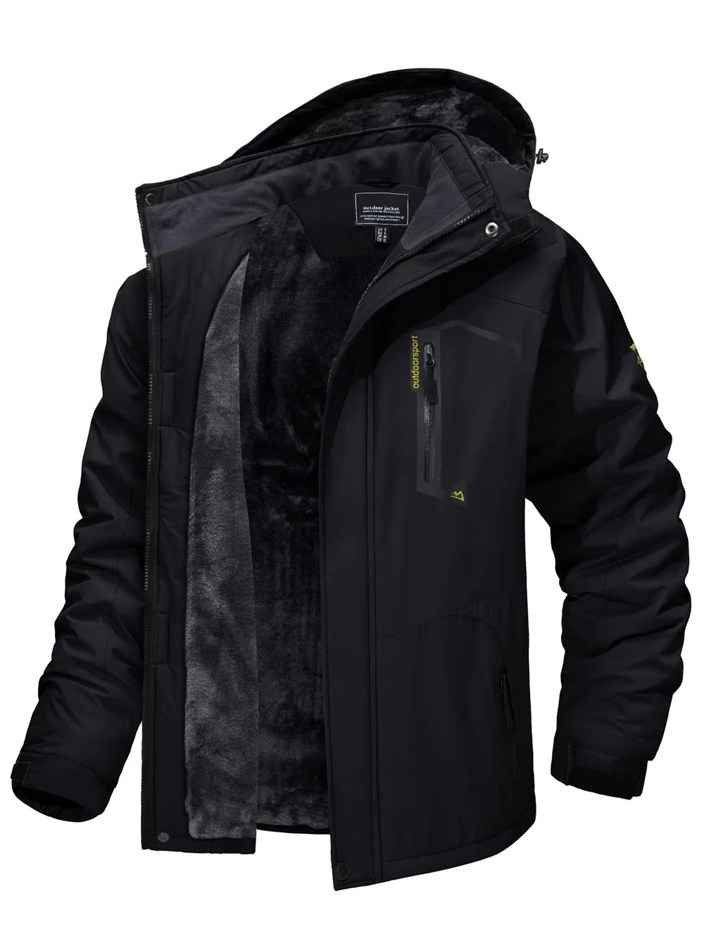 Fleece skidjacka med huva för herrar