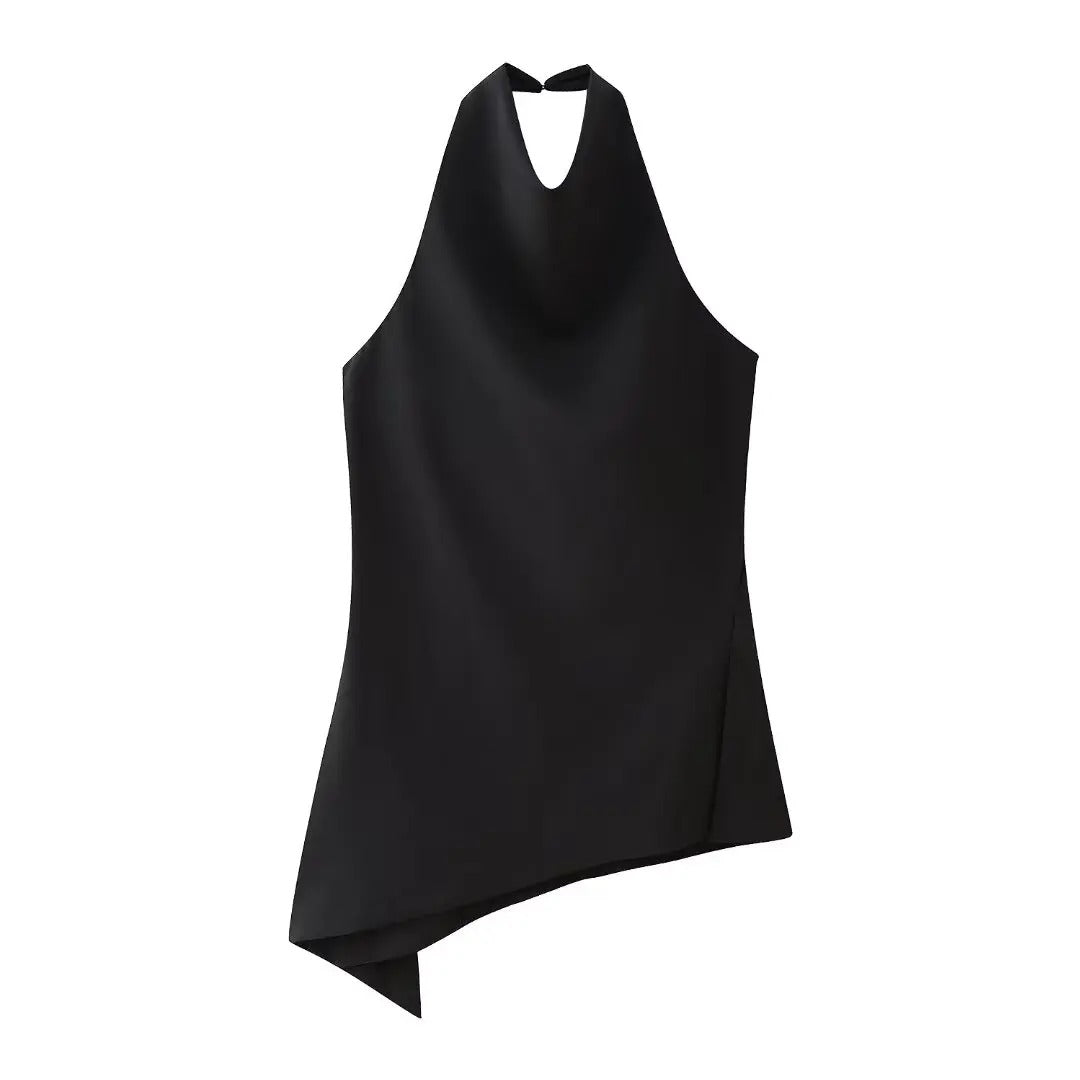 Set med topp med halterneck och raka byxor för kvinnor