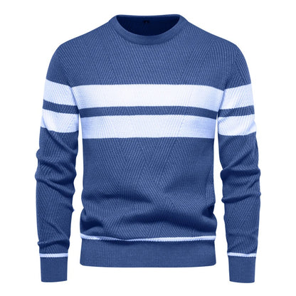 Patchwork-pullover med O-ringning för män