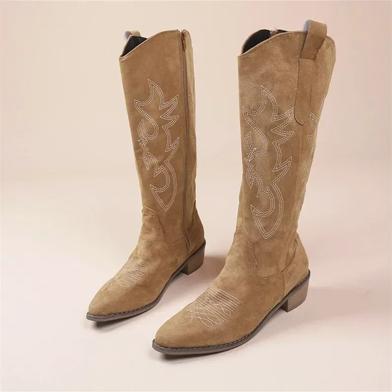 Broderade western cowboy-stövlar för kvinnor