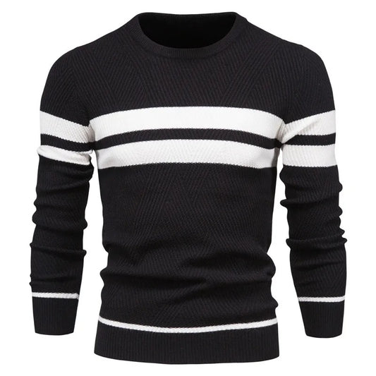 Patchwork-pullover med O-ringning för män