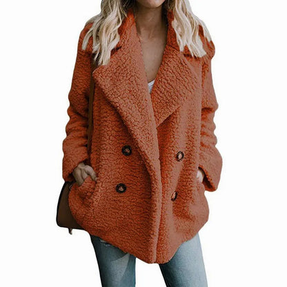 Oversized fluffig fleecejacka för kvinnor