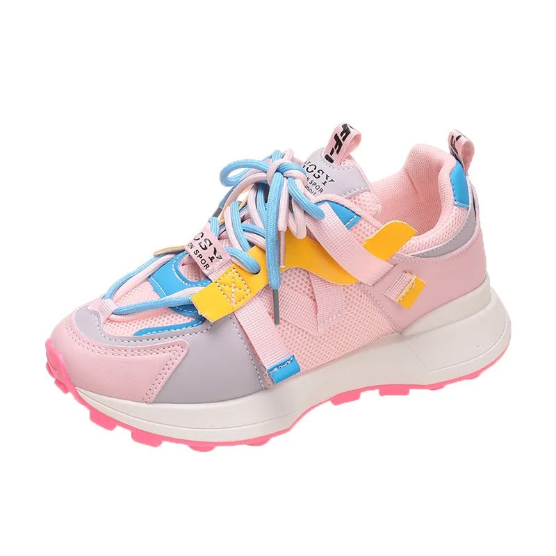 Färgblock mode sneakers för kvinnor