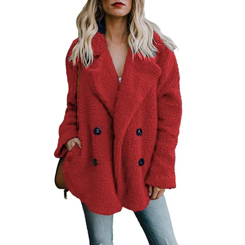 Oversized fluffig fleecejacka för kvinnor
