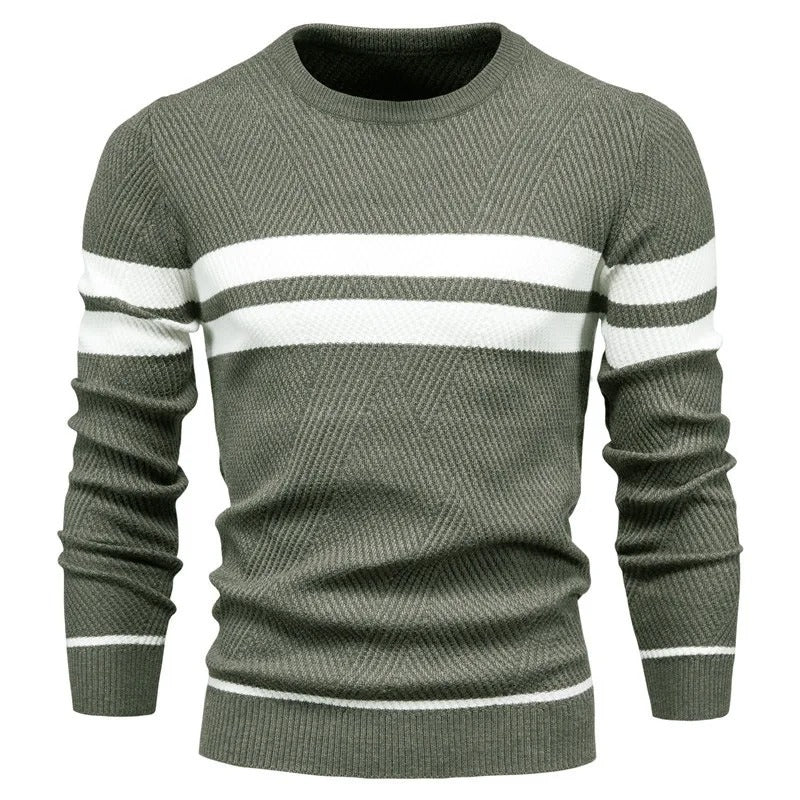 Patchwork-pullover med O-ringning för män