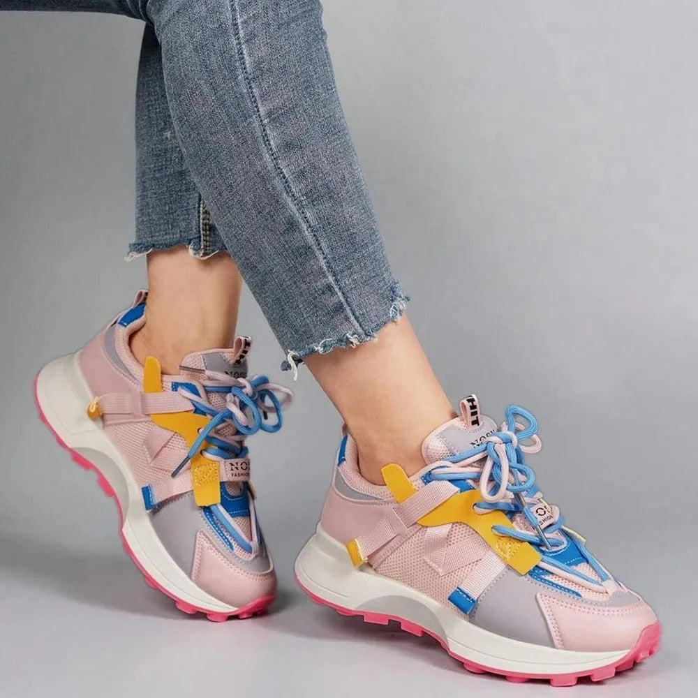 Färgblock mode sneakers för kvinnor