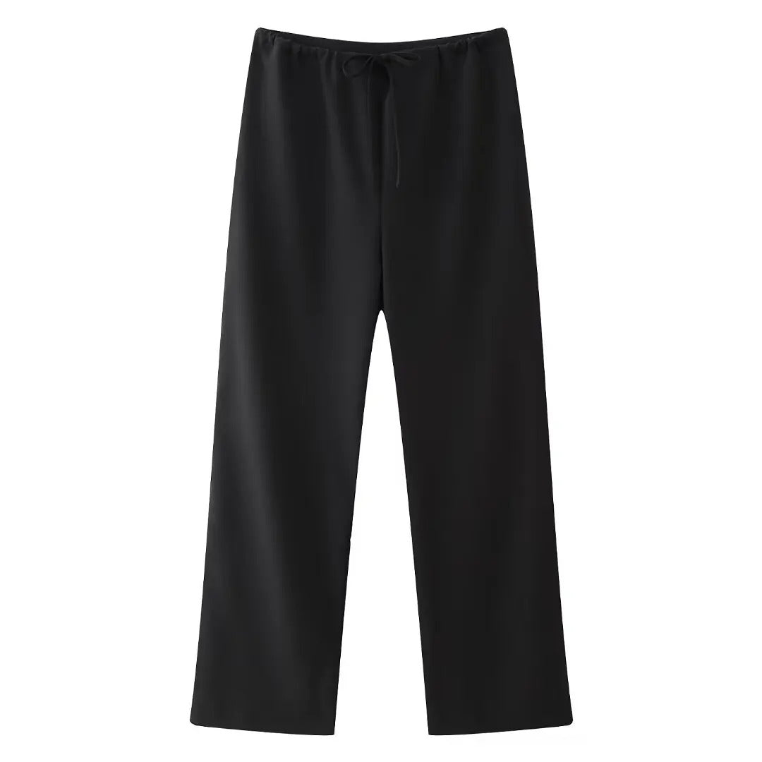 Set med topp med halterneck och raka byxor för kvinnor
