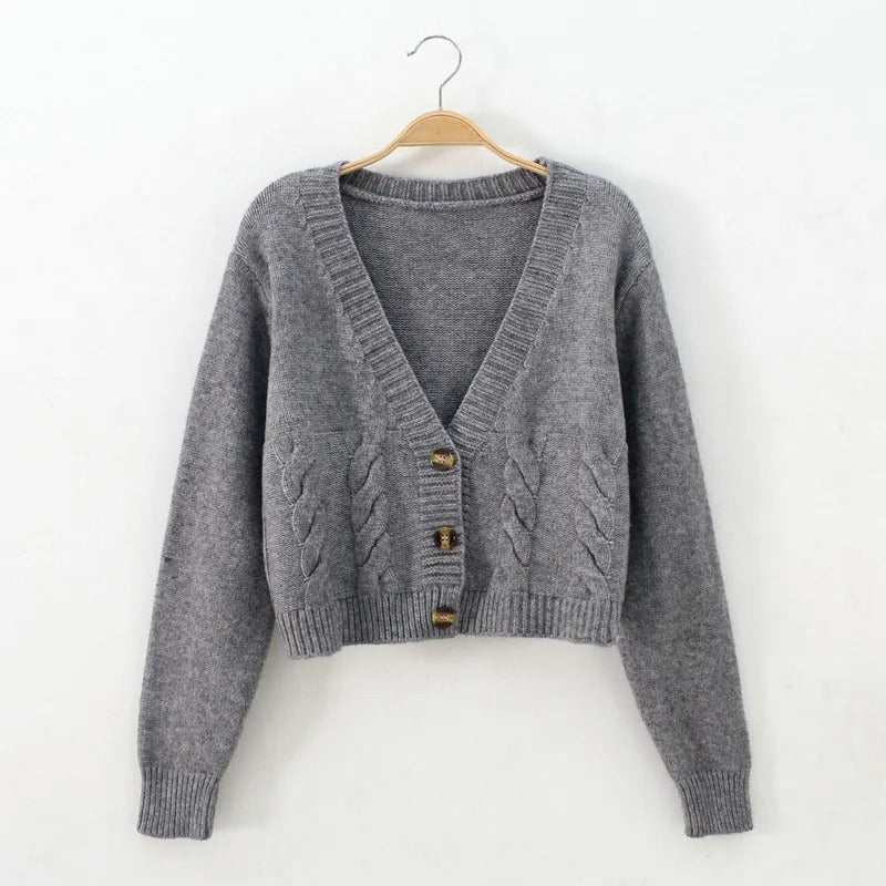 Kabelstickad cardigan för kvinnor