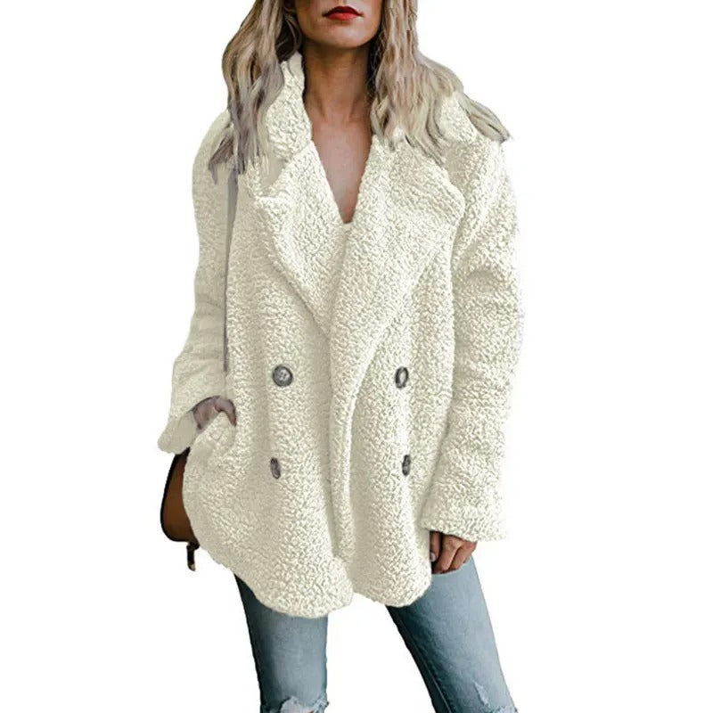Oversized fluffig fleecejacka för kvinnor