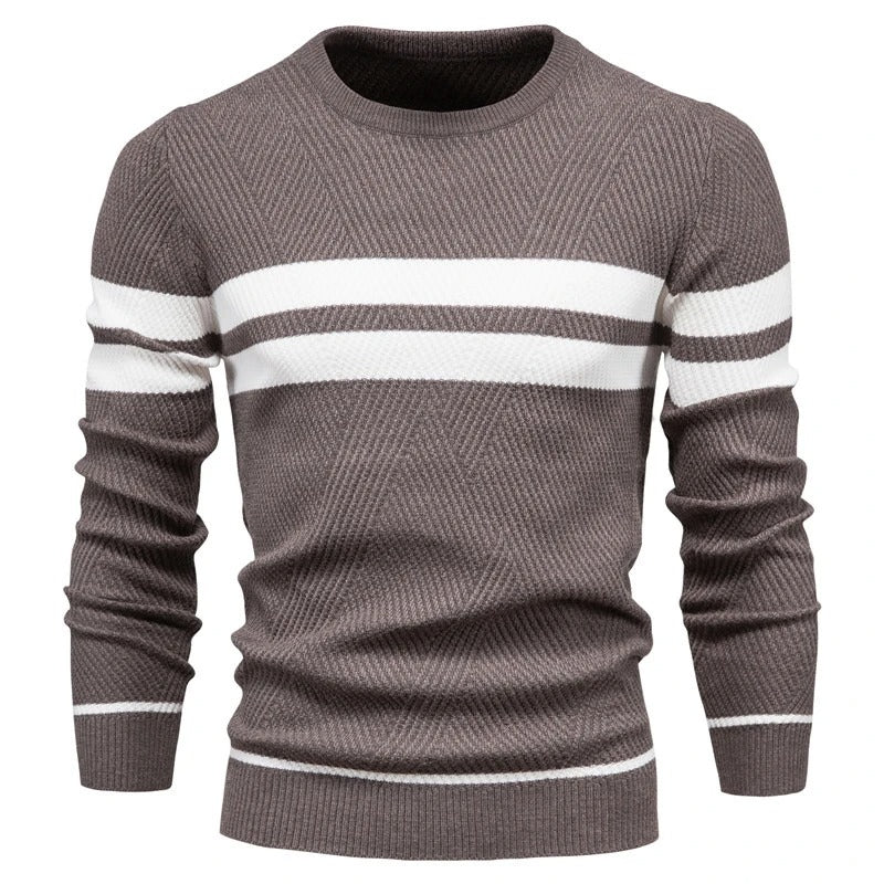 Patchwork-pullover med O-ringning för män