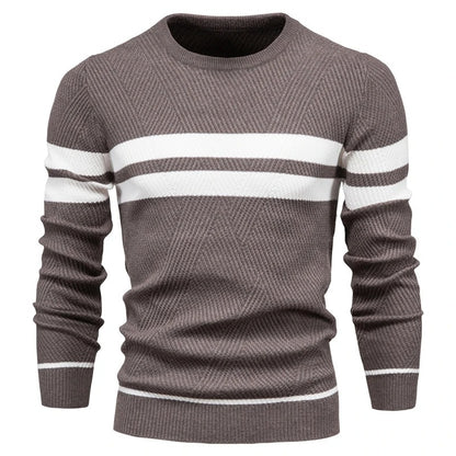 Patchwork-pullover med O-ringning för män