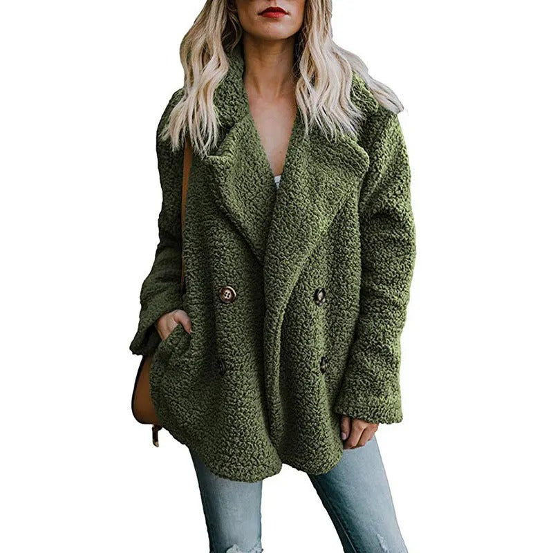 Oversized fluffig fleecejacka för kvinnor