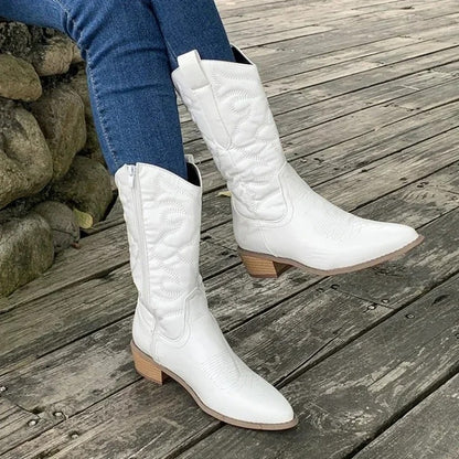 Färgade retro cowboystövlar för kvinnor