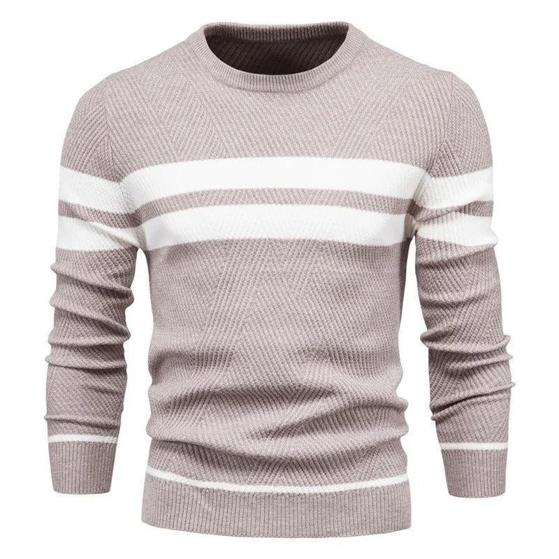 Patchwork-pullover med O-ringning för män