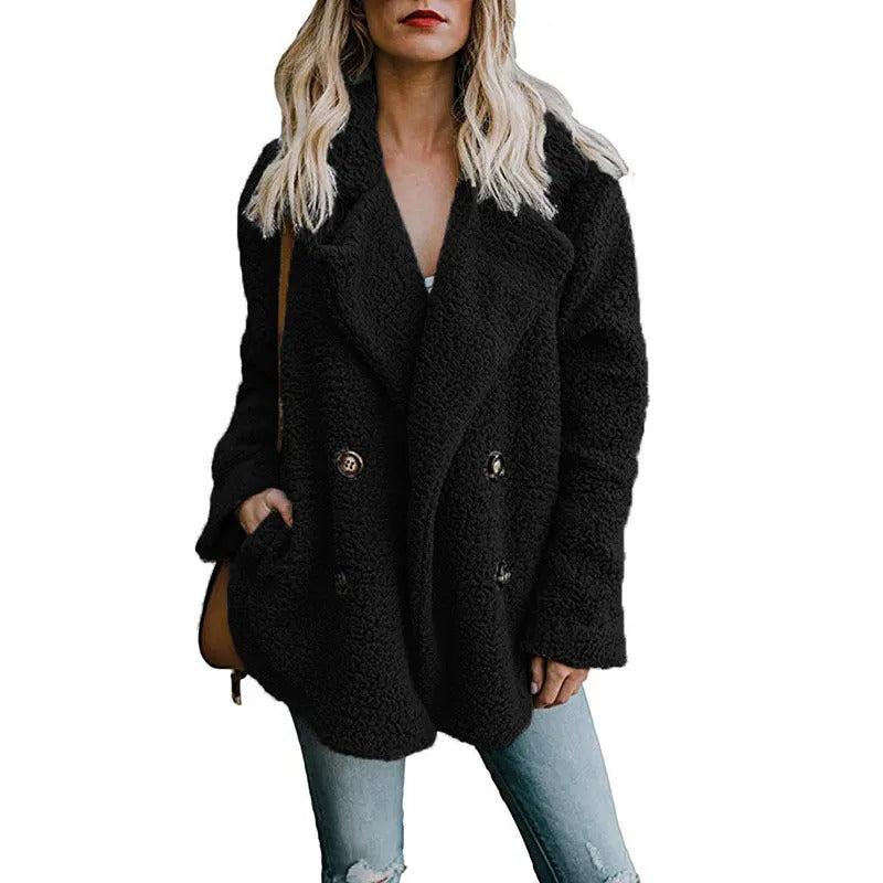 Oversized fluffig fleecejacka för kvinnor