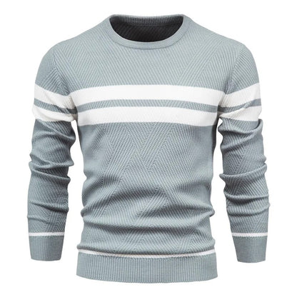 Patchwork-pullover med O-ringning för män