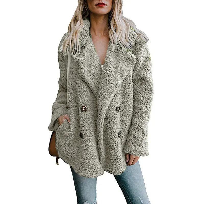 Oversized fluffig fleecejacka för kvinnor