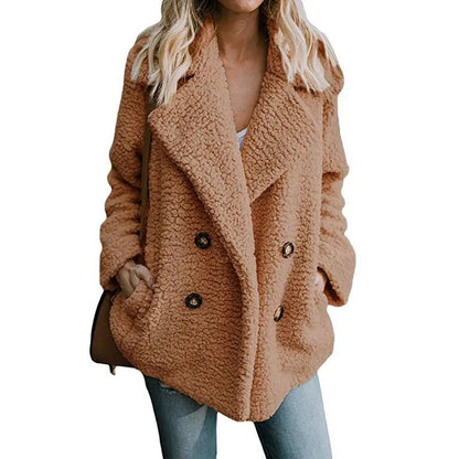 Oversized fluffig fleecejacka för kvinnor