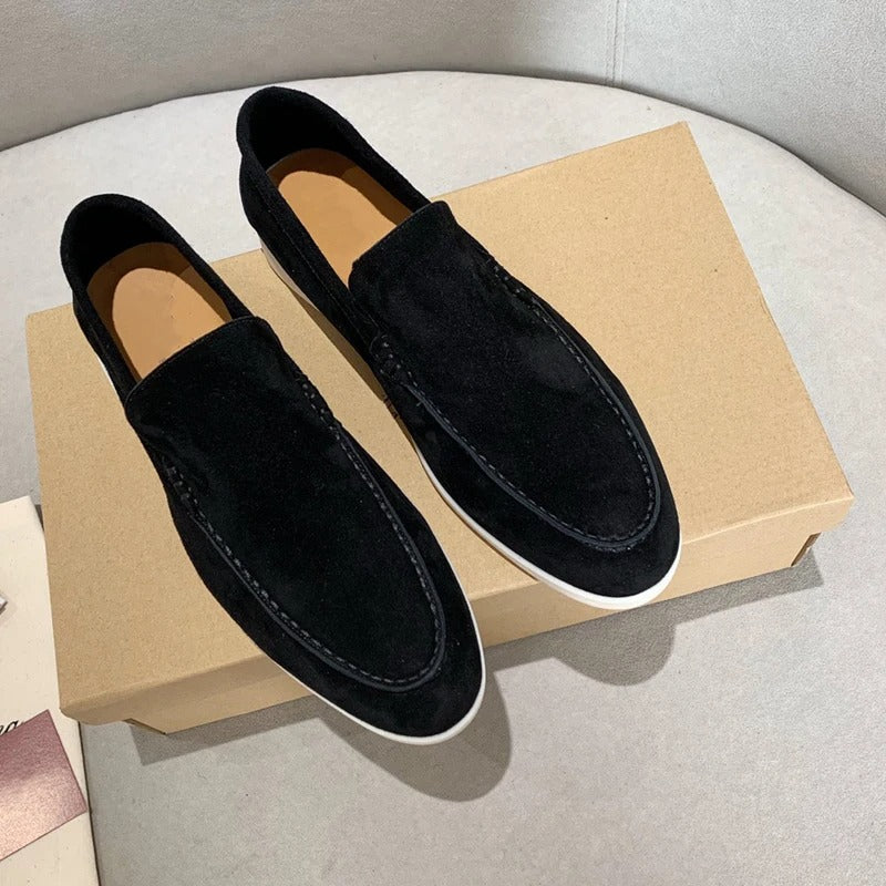 Loafers i mocka-stil läder för män
