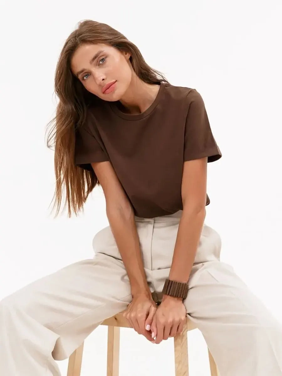 Basic T-shirt i bomull för kvinnor
